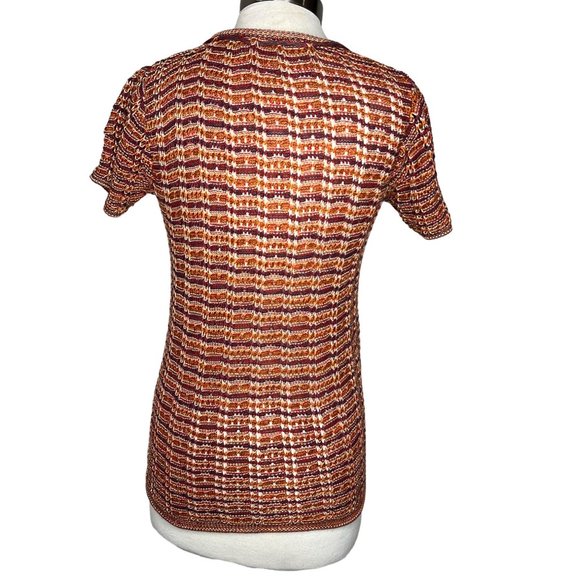 Sabra knit sweater pull over stretch nautical brown short sleeve round neck - Picture 3 of 11